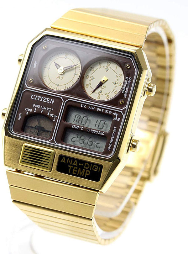 CITIZEN ANA-DIGI TEMP Reproduction Model Watch Gold JG2103-72X Japan mov't JDMWRISTWATCHjapan-select