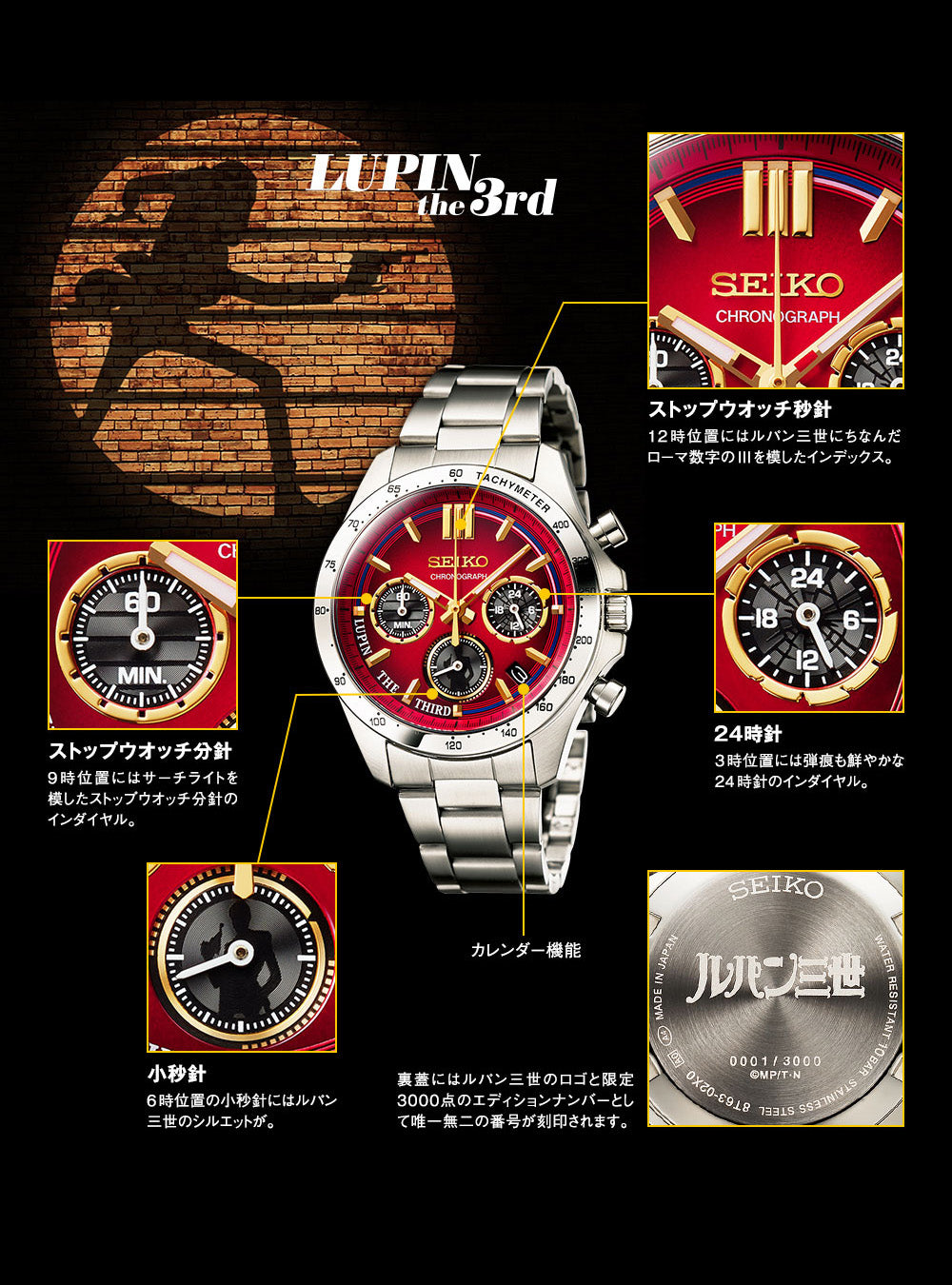 SEIKO x LUPIN THE THIRD COLLABORATION WATCH LIMITED EDITION MADE IN JAPAN