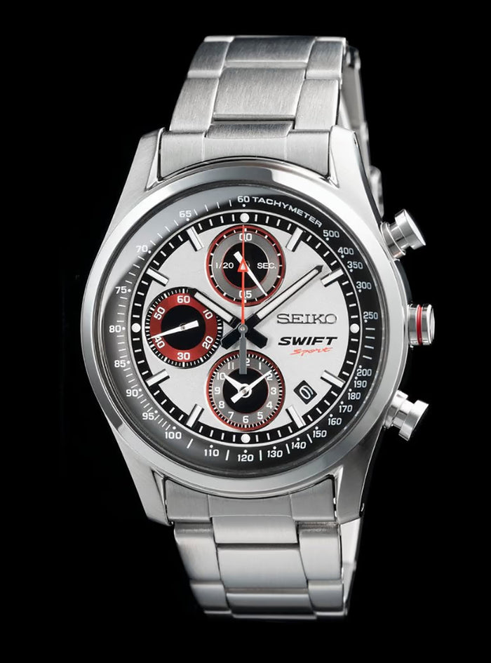 SUZUKI SWIFT SPORT × SEIKO COLLABORATION MODEL CHRONOGRAPH WATCH [PREMIUM SILVER] LIMITED EDITION MADE IN JAPAN