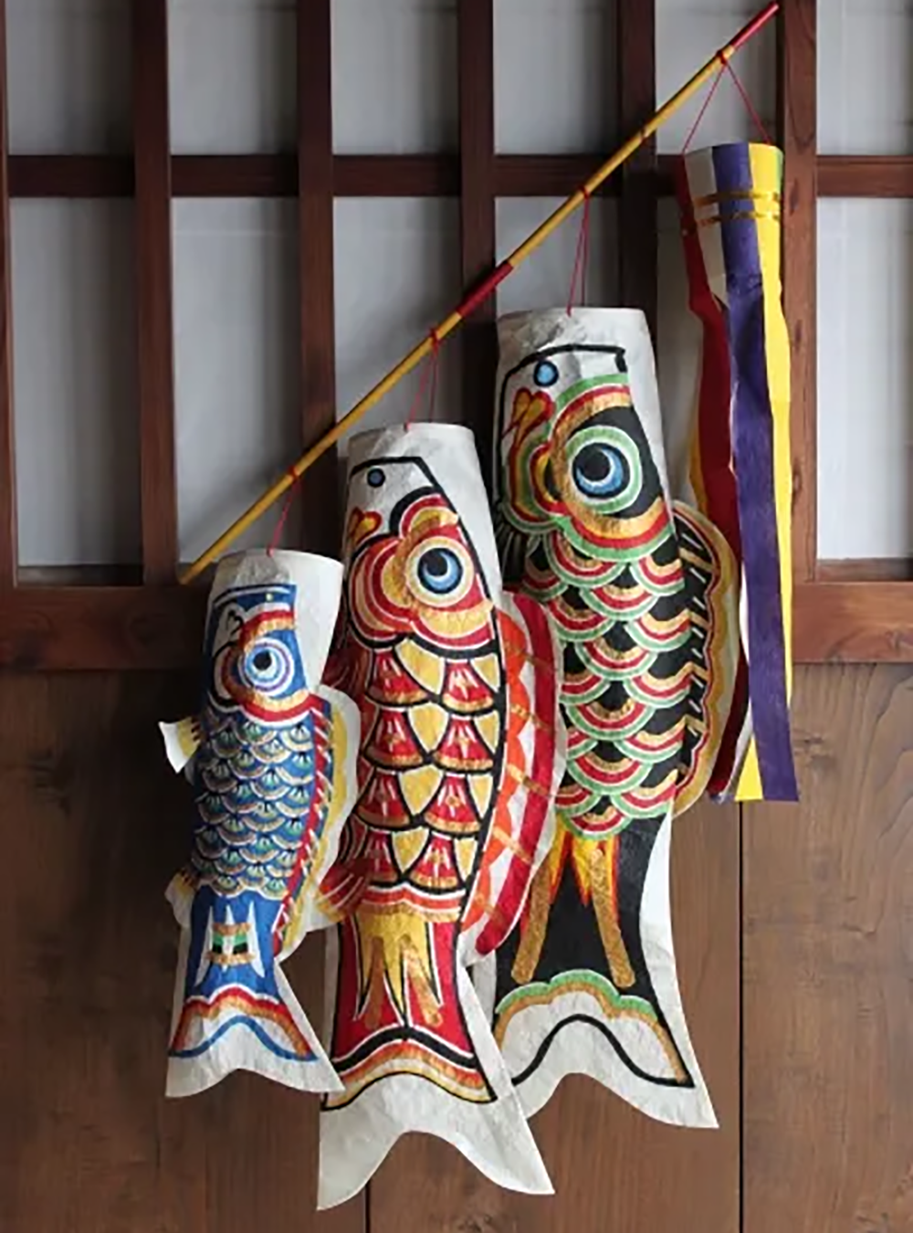 Keijusha Washi Stencil-Dyed Koinobori (Set of Large, Medium, and Small)