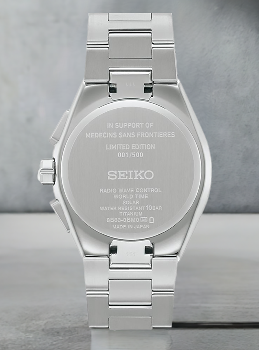 SEIKO WATCH ASTRO SOLAR MEDICINS SANS FRONTIERES LIMITED EDITION SBXY093 MADE IN JAPAN JDM
