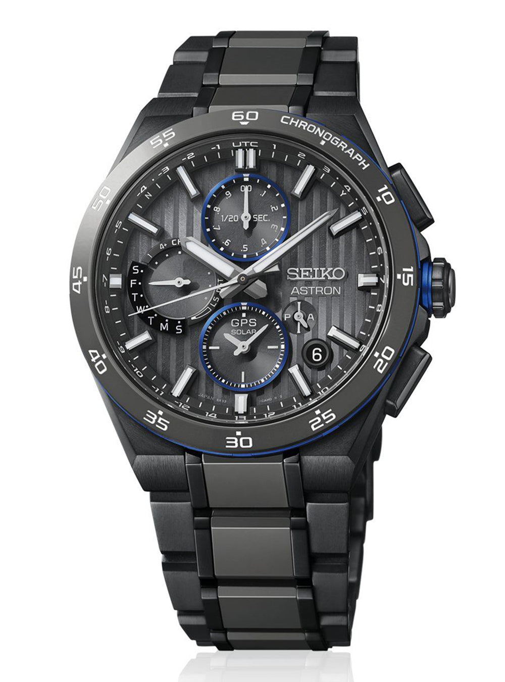 For this model, the brand developed its first-ever gray ceramic, which is featured on the bezel, the center links of the bracelet, and the crown cap. The dial features a striped pattern that enhances its depth and dimensionality.