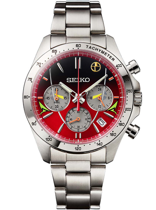 SEIKO SHINKANSEN 500 TYPE EVA-02 WATCH EVANGELION 30TH ANNIVERSARY × SHINKALION 10TH ANNIVERSARY LIMITED EDITION MADE IN JAPAN