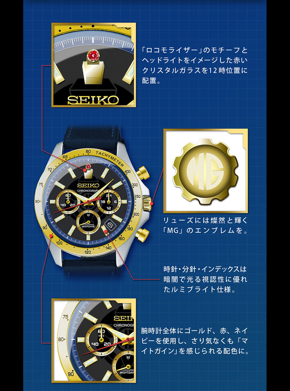 THE BRAVE EXPRESS MIGHT GAINE(YUSHA TOKKYU MAITOGAIN) × SEIKO COLLABORATION WATCH 30TH ANNIVERSARY LIMITED EDITION MADE IN JAPAN