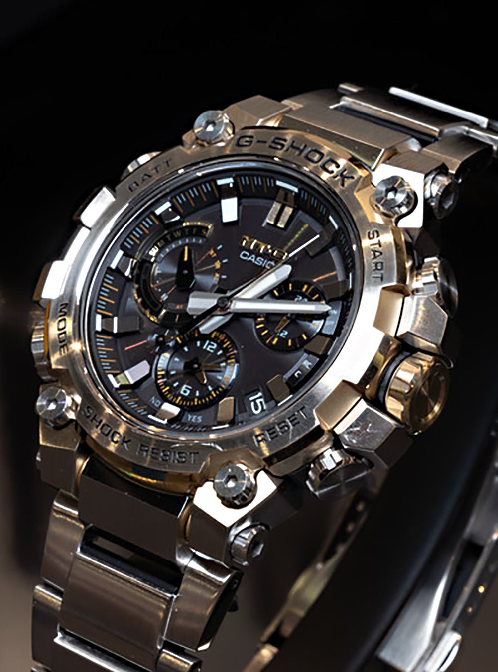 G-Shock MT-G Chrono 51mm Watch in Silver and Gold - MTGB3000D-1A9