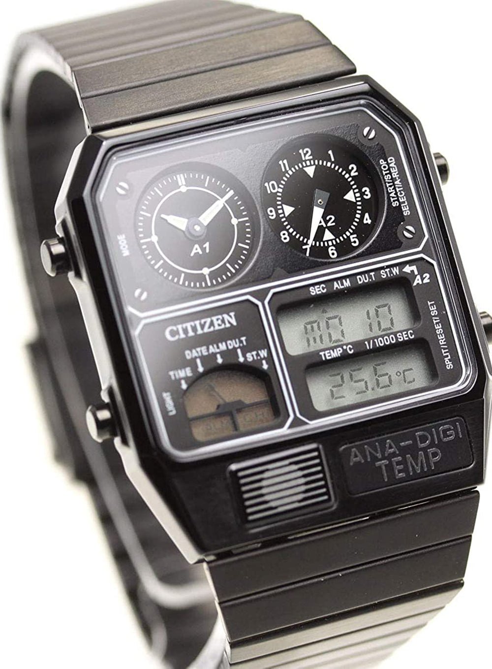 CITIZEN ANA-DIGI TEMP Reproduction Model Watch Black JG2105-93E Japan mov't  JDM