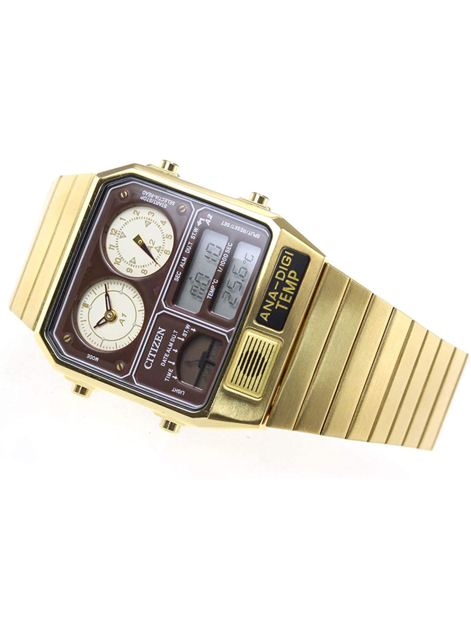 CITIZEN ANA-DIGI TEMP Reproduction Model Watch Gold JG2103-72X Japan mov't  JDM