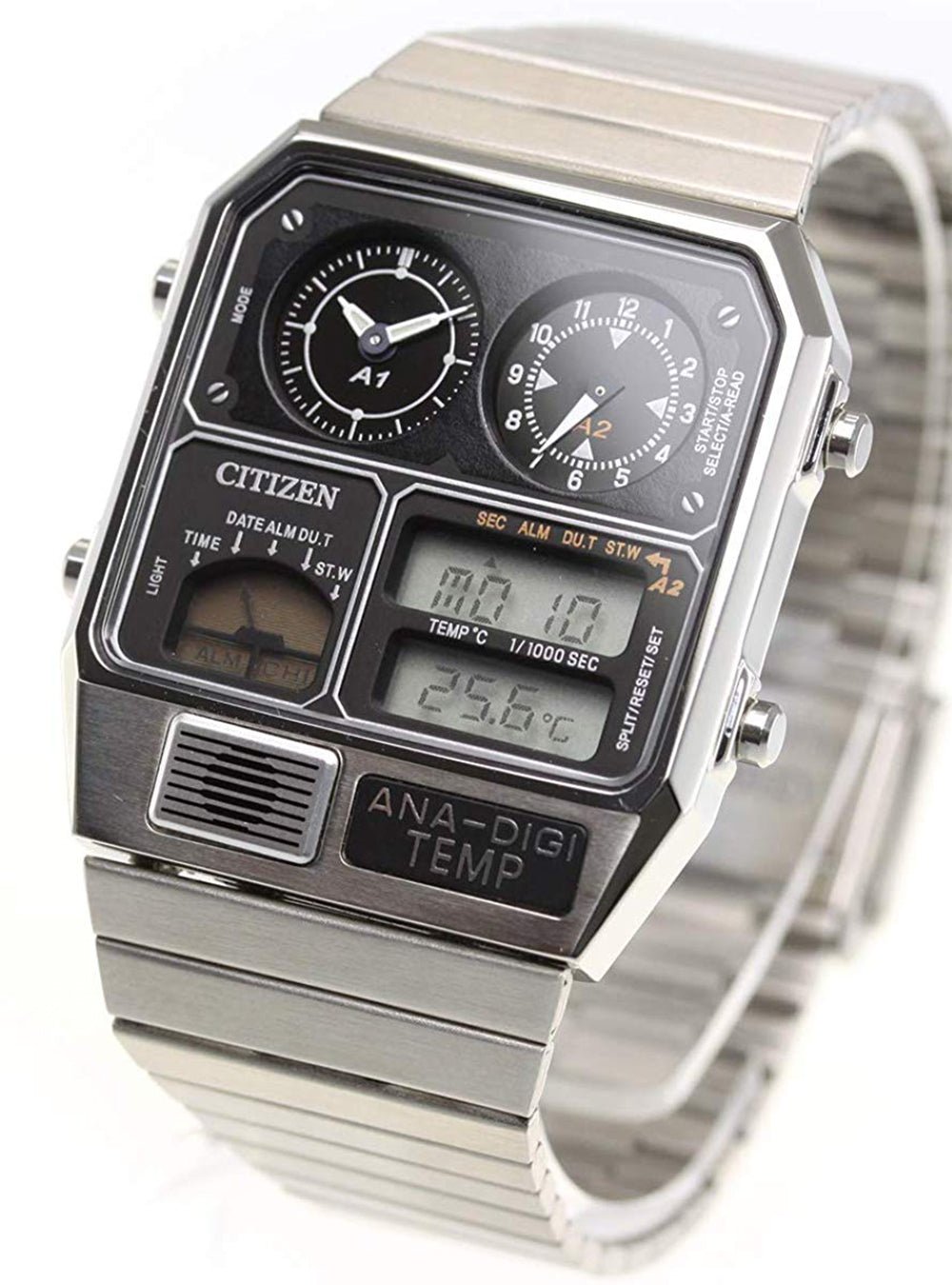 CITIZEN RECORD LABEL ANA DIGI TEMP REPRODUCTION MODEL WATCH SILVER JG2 japan select