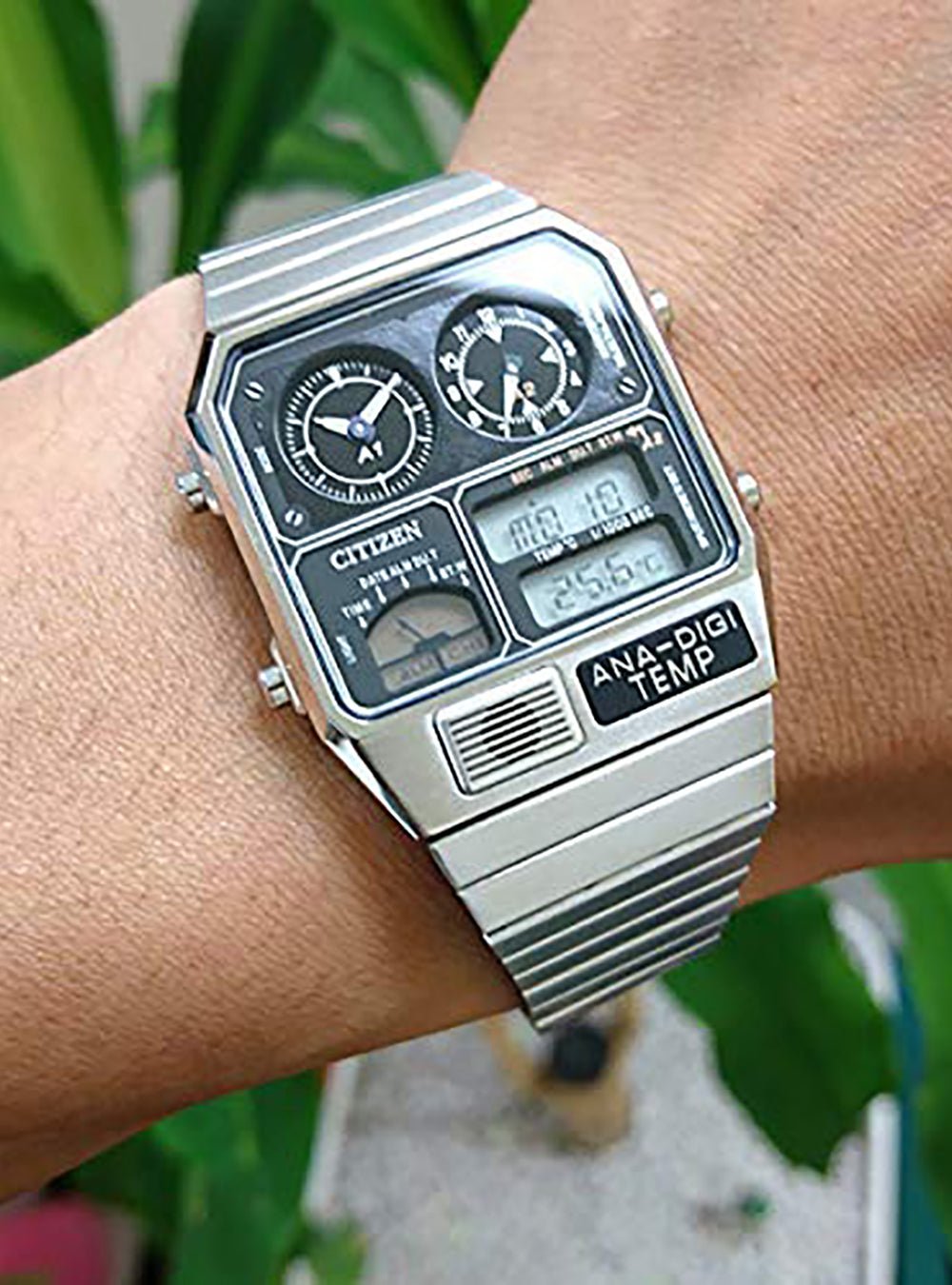 CITIZEN RECORD LABEL ANA-DIGI TEMP REPRODUCTION MODEL WATCH SILVER  JG2101-78E JAPAN MOV'T JDM