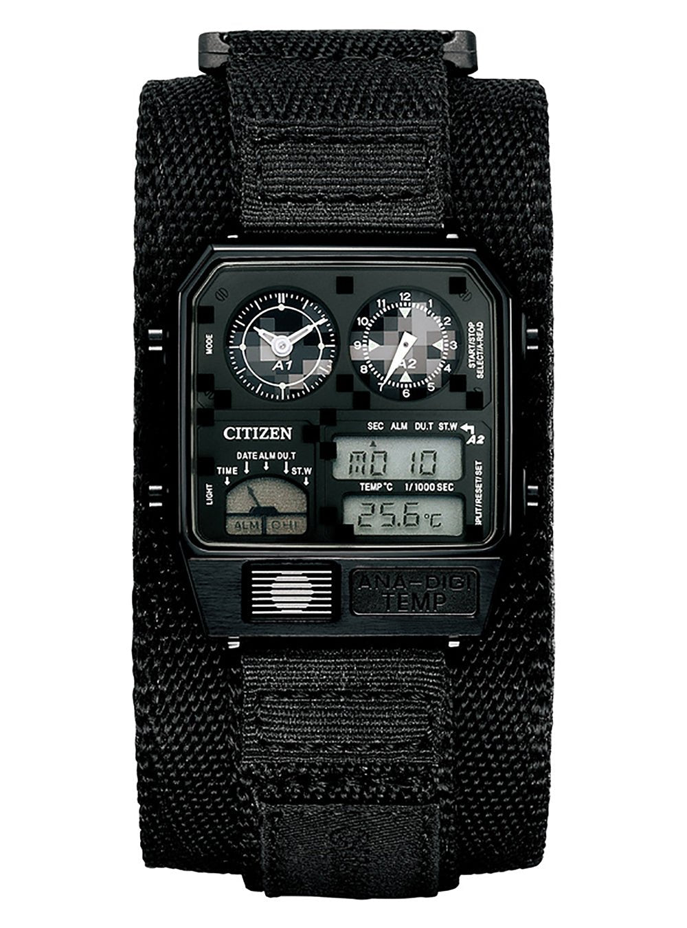 ヘルシ価格 【美品】CITIZEN ana-digi-TEMP アナデジテンプ 腕時計 黒