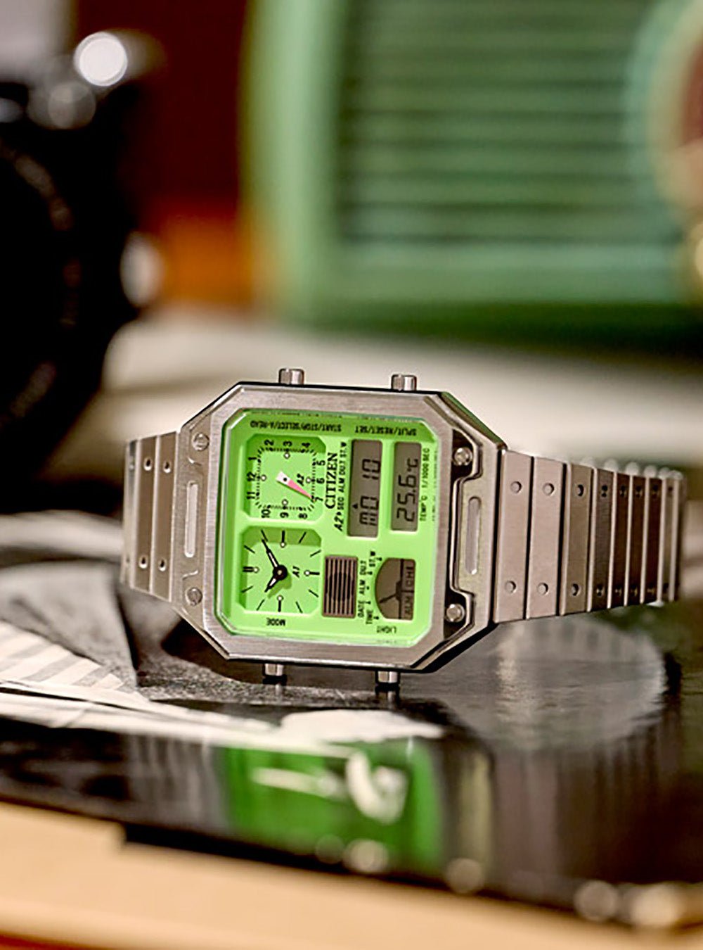 CITIZEN COLLECTION RECORD LABEL THERMO SENSOR ANA-DIGI TEMP JG2120-65W ...