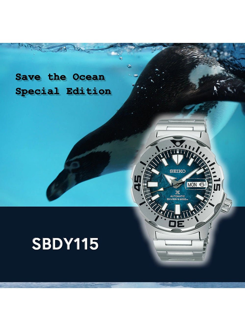SEIKO PROSPEX DIVER SCUBA SAVE THE OCEAN SPECIAL EDITION MONSTER SBDY115  MADE IN JAPAN JDM