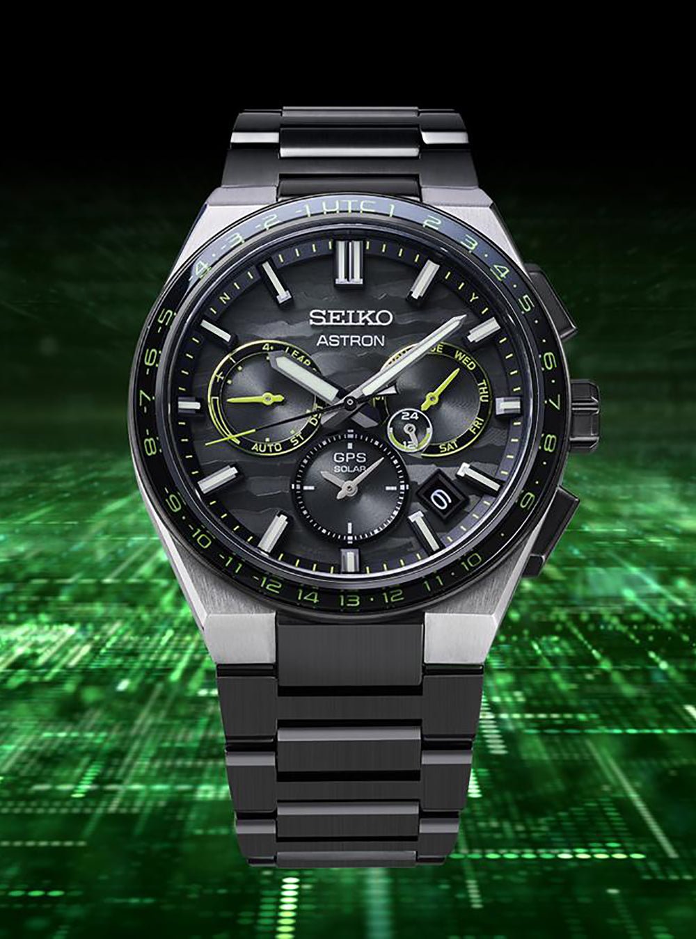 Astron solar clearance chronograph bicolor