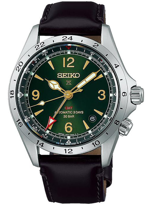 Seiko Prospex Alpinist GMT Black Dial Leather Strap